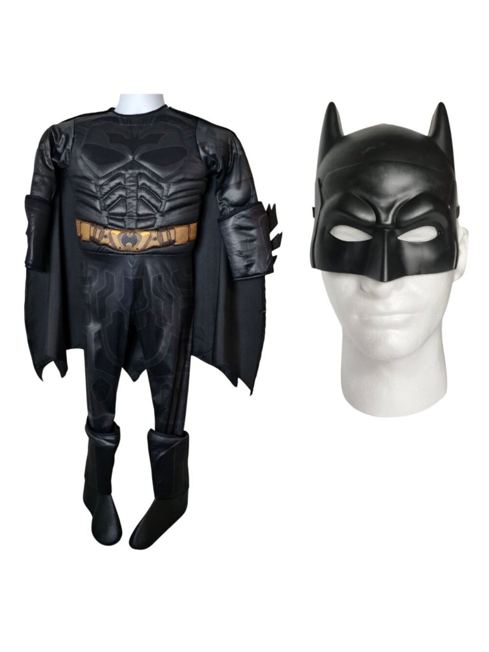 Batman Deluxe Costume L Muscle Chest Cape & Mask Halloween Cosplay (10-12)